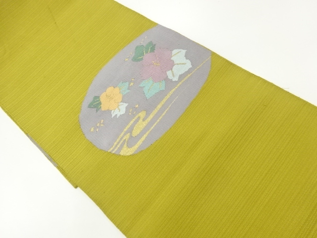 綴れ　流水に花模様織出し　名古屋帯